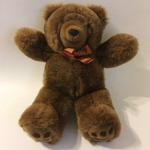 Brown Teddy Bear Cub Doll Oshko Vintage Collectible Plush Stuffed Animal Bow
